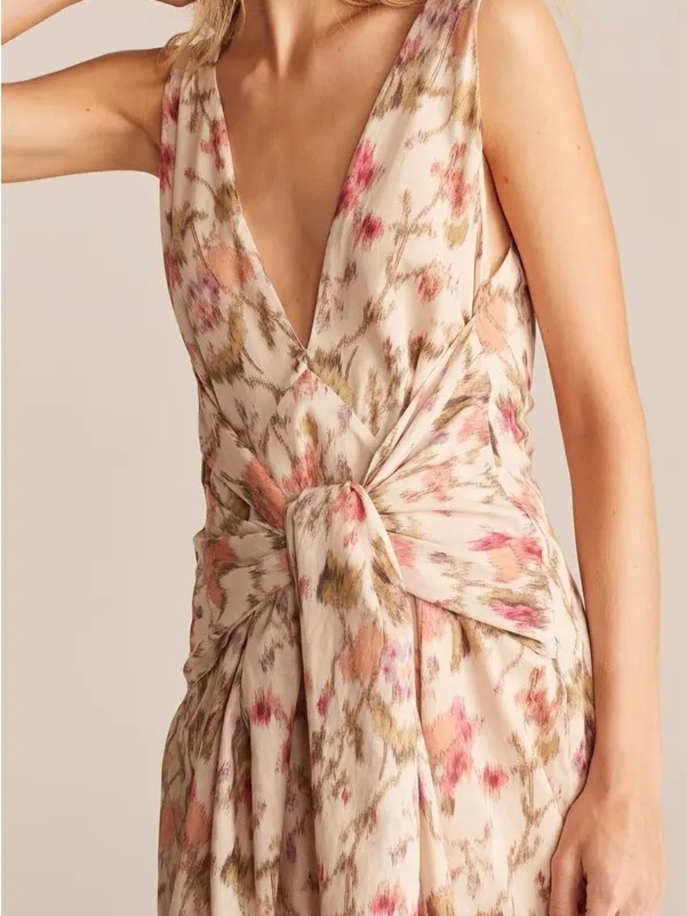 Rebecca Taylor Floral Cotton Front Tie Midi Dress Size 6 Sleeveless Cottagecore - Picture 3 of 9